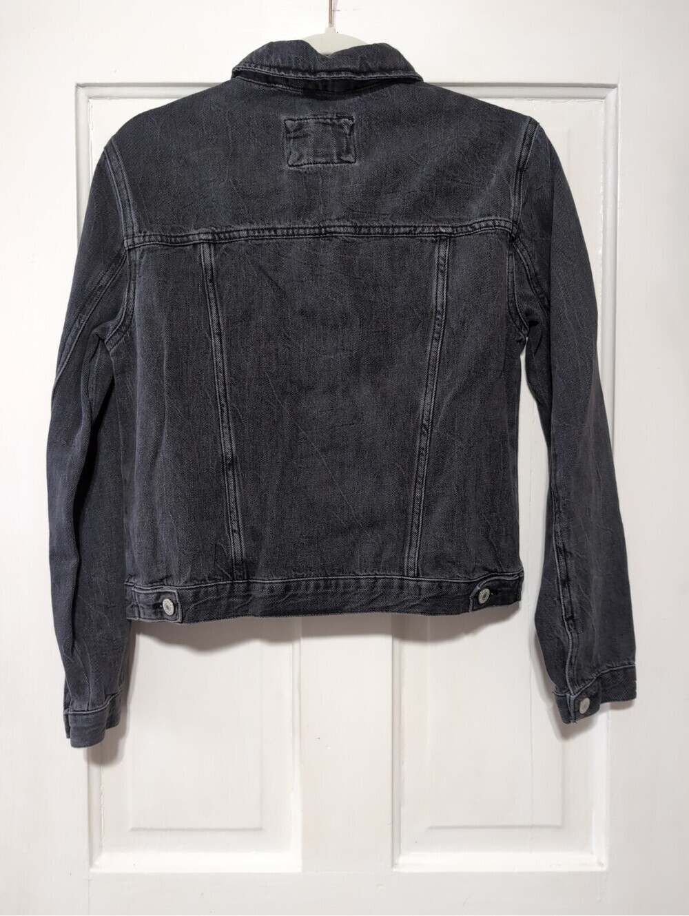 Forever 21 Faded Black Denim Jean Jacket Y2K Preppy Gorpcore Grunge Woman's S(C) - Picture 3 of 5